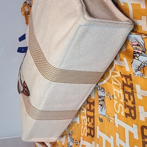 ❤HERMES TOILE FOURRE TOUT MM WOMEN'S CANVAS TOTE BAG ORANGE  ÉCRU TOILE H CANVAS - Picture 12 of 17